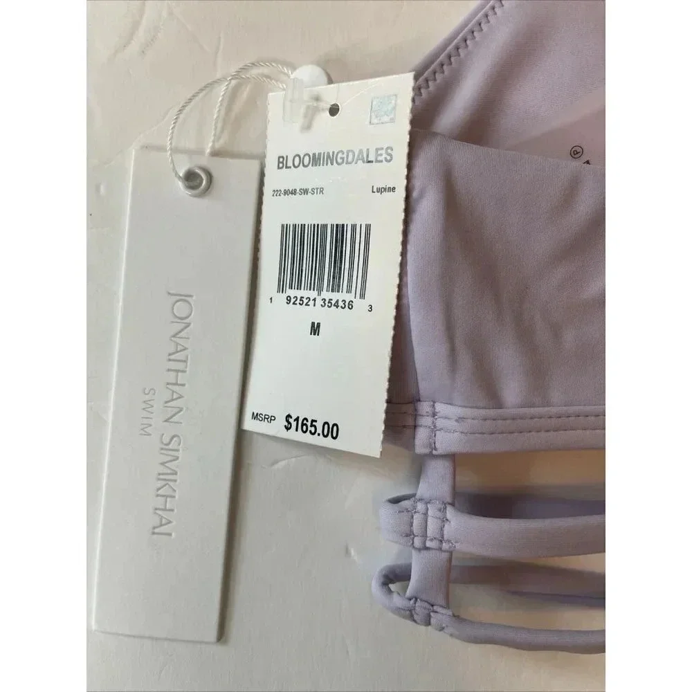 JONATHAN SIMKHAI Eunice Strappy Plunge Neck Bikini Top in Lupine Lavender Medium